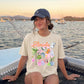 Florida Graphic Tee Women Beach Vacation Shirt Tropical Paradise Souvenir Apparel Palm Tree Flamingo Design Coastal Theme Retro Script Lettering Sunshine State Gift Comfortable Cotton Blend Summer Wear Lightweight Travel Top Preppy