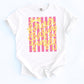 Forever Chasing Sunsets Shirt Retro Beach Tee Vintage Graphic Design Seventies Summer Fashion Pink White Striped Pattern Yellow Script Lettering Coastal Vacation Shirt Comfort Colors Fabric Soft Cotton Blend Relaxed Casual Fit Beach