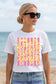 Sunset Graphic Tee – Retro 70s Beach Vacation Striped Shirt