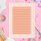 50 Sheet Notepad Lined Writing Paper Pastel Striped Design Tear Off Memo Pad Desk Stationery Supplies Rainbow Border Pink Blue Yellow Orange Daily Planning List Making Cute Office Accessories Premium Quality Paper Chipboard Backing Desk
