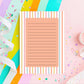 Desk Memo Pad Lined Notepad Pastel Striped Design Tear Off Sheets Daily Planning List Making Cute Office Stationery Rainbow Border Writing Paper Pink Blue Yellow Orange Premium Quality Sheets Chipboard Backing Desk Organization Supplies