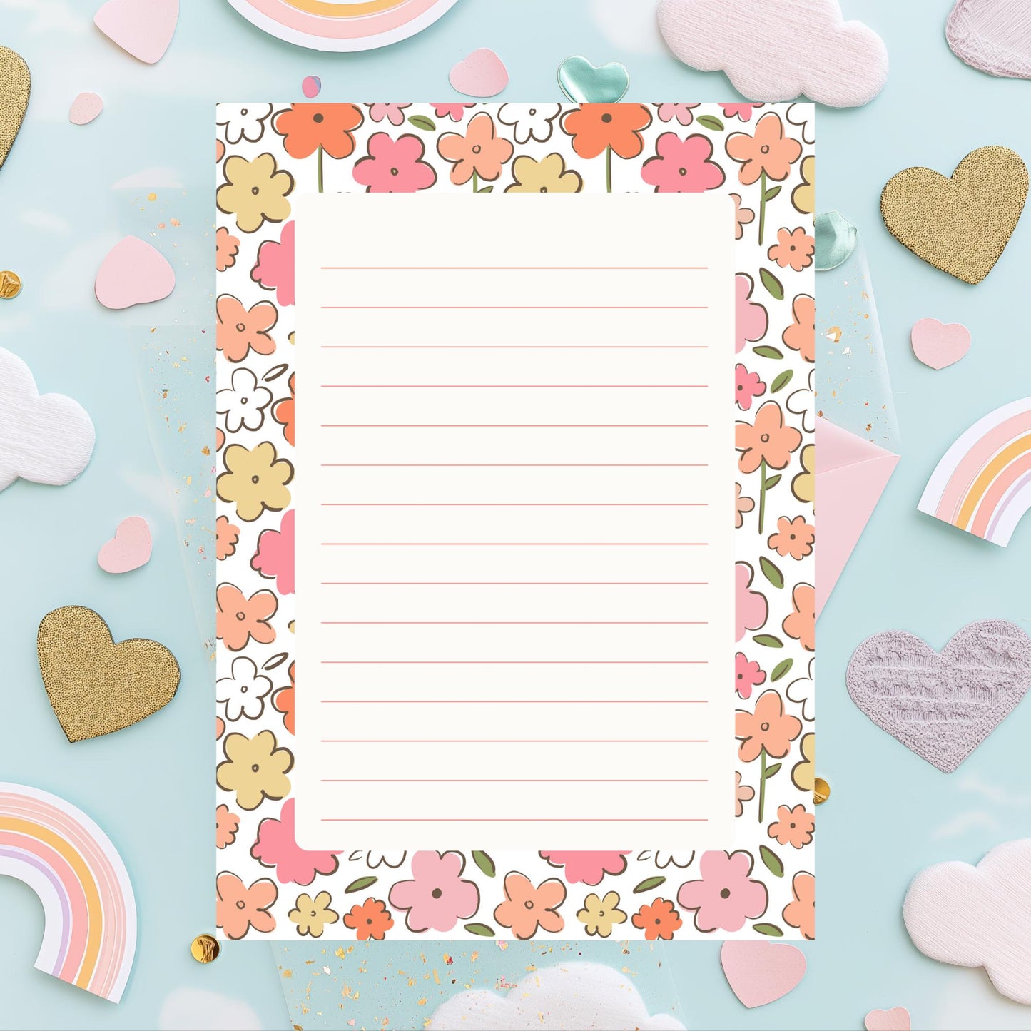 Floral Notepad – 50 Lined Tearoff Sheets Retro Botanical