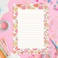 Retro Botanical Notepad Vintage Floral Border Design Lined Tear Off Sheets Beautiful Desk Stationery Gift Women Office Memo Pad Daily Task Planner Fifty Premium Quality Pages Chipboard Backing Support Aesthetic Writing Pad Note Taking