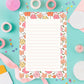 Desk Memo Stationery Daily Task Planner Floral Notepad Lined Writing Pages Tear Off Sheets Retro Botanical Design Vintage Flower Pattern Beautiful Office Supplies Gift Women Fifty Quality Sheets Chipboard Backing Aesthetic Note Block