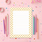 Tear Off Notepad Preppy Stationery Design Checkered Memo Pad Lined Pages Fifty Sheets Premium Paper Quality Perfect Desk Organization Daily Planning Work Notes List Making Aesthetic Neutral Border Pattern Student Teacher Office Professional