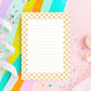 Memo Pad Daily Planning Essential Checkered Lined Notepad Desk Stationery Fifty Tear Off Sheets Premium Paper Quality Preppy Aesthetic Design Neutral Border Pattern Perfect Work Notes List Making Student Teacher Office Professional