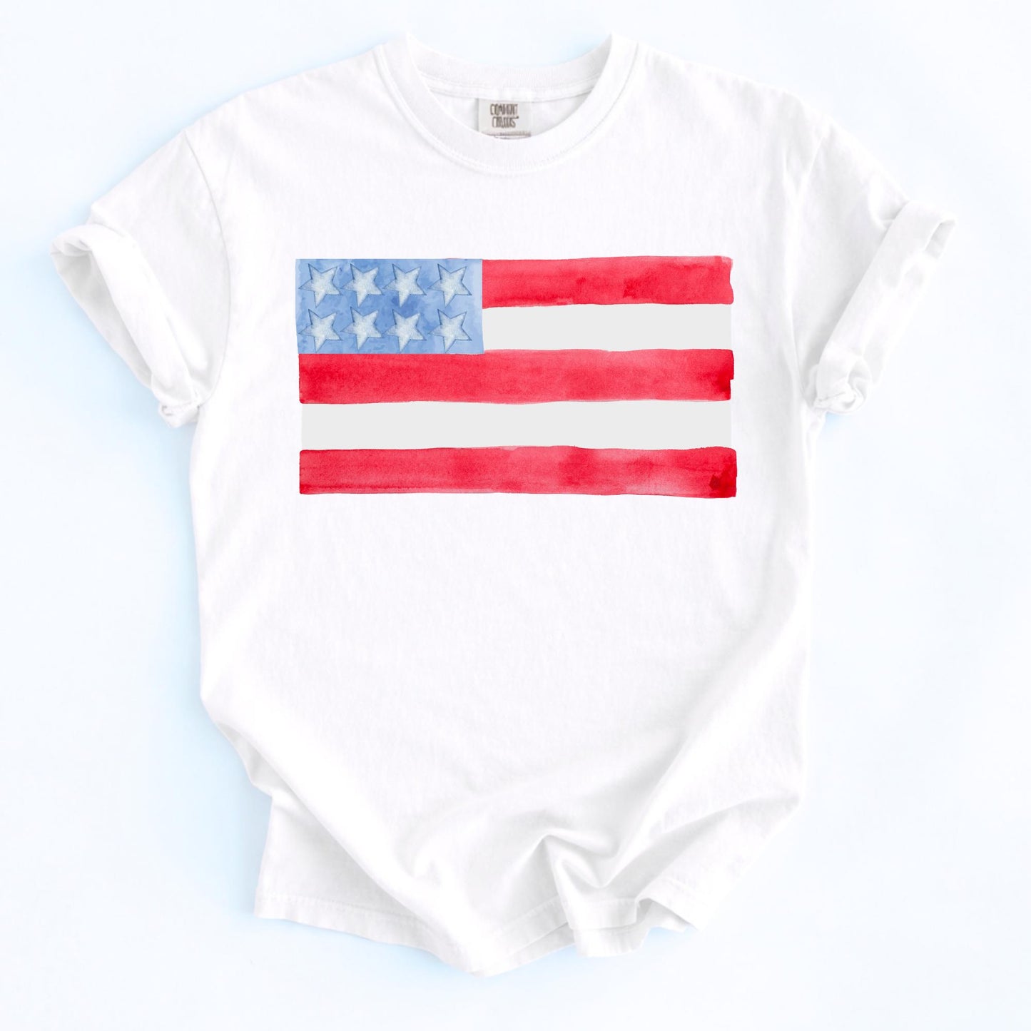 Independence Day Kids Clothing Personalized Fourth July Youth Shirt Watercolor Flag Design American Patriotic Tee Boys Girls Summer Outfit Custom Name Celebration Wear Comfort Colors Premium Cotton Unisex Toddler Shirt Family Matching