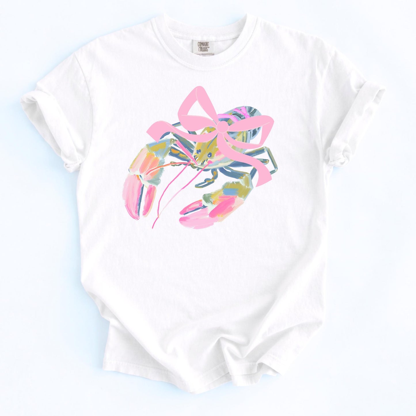 Lobster Shirt Toddler – Watercolor Beach Outfit with Pink Bow