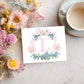 Custom Initial Monogram Card Personalized Notecard Set Botanical Floral Wreath Design Watercolor Blooms Premium Linen Stationery Baby Announcement Thank You Notes Feminine Elegant Correspondence Matching Envelopes Included Sage Green