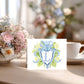 Personalized Thank You Cards Custom Monogram Initial Letter Stationery Set Premium Linen Cardstock Notecards Floral Wreath Design Hydrangea Flowers Blue Ribbon Bow Perfect Wedding Shower Bridal Party Baby Announcement Correspondence