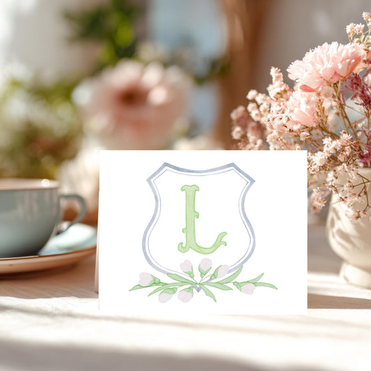 Custom Monogram Stationery Set Personalized Initial Notecard Collection Floral Wreath Botanical Design Premium Linen Cardstock Folded Cards Matching Envelopes Included Elegant Wedding Thank You Notes Bridal Shower Correspondence Feminine