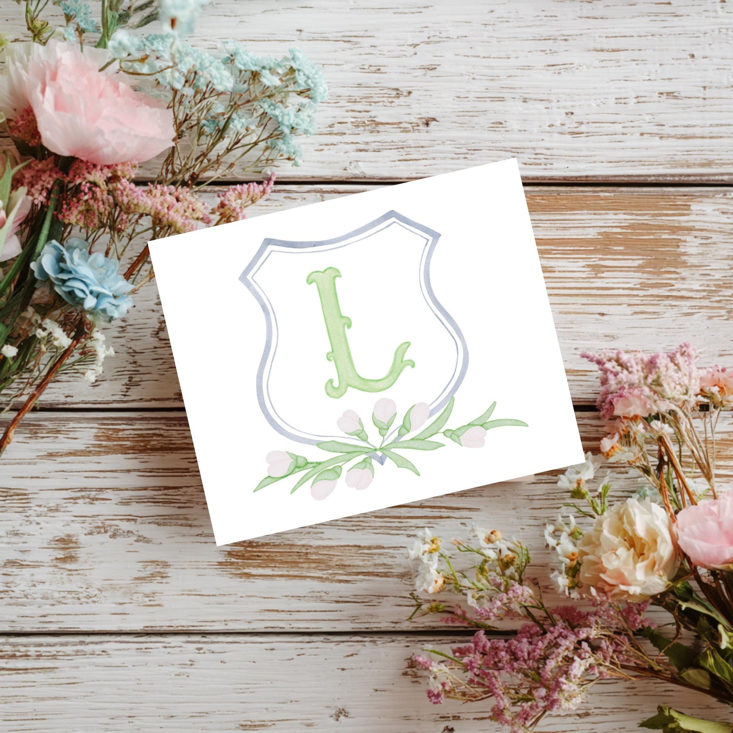 Personalized Thank You Card – Custom Monogram Initial Floral Set
