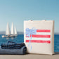 Fourth Of July Tote Bag Patriotic Canvas Shopping Carrier Watercolor Gift Box Design American Flag Pattern Red White Blue Stripes Cotton Fabric Reusable Grocery Bag Market Shopping Beach Trips Independence Day Celebrations Everyday Carry