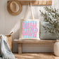 Reusable Canvas Tote Grocery Shopping Bag Striped Cotton Natural Fabric Sturdy Handles Blue White Stripes Pink Text Retro Beach Market Everyday Carry Sustainable Eco Friendly Spacious Durable Construction Casual Preppy Aesthetic