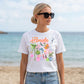 Women Beach Shirt Florida Vacation Tee Comfortable Travel Apparel Lightweight Summer Clothing Tropical Graphic Design Palm Tree Flamingo Coastal Theme Breathable Cotton Fabric Casual Outfit Essential Theme Park Wear Beach Trip Style Retro