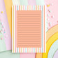 Cute Office Stationery Lined Notepad Pastel Striped Design Desk Memo Pad Tear Off Sheets Rainbow Border Pink Blue Yellow Orange Daily Planner List Making Pad Premium Writing Paper Quality Sheets Chipboard Backing Desk Organization Gift For