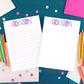 Personalized Notepad Kids Custom Name Gift Girls Pink Purple Gradient Lettering Fifty Tear Away Sheets School Supplies Children Writing Paper Lined Blank Options Chipboard Backing Support Birthday Present Homework Helper Note Taking