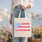 Patriotic Tote Bag Canvas Reusable Shopping Carrier American Flag Watercolor Design Red White Blue Stripes Gift Box Pattern Perfect For Grocery Shopping Market Trips Beach Outings Fourth Of July Independence Day Celebrations Everyday Carry