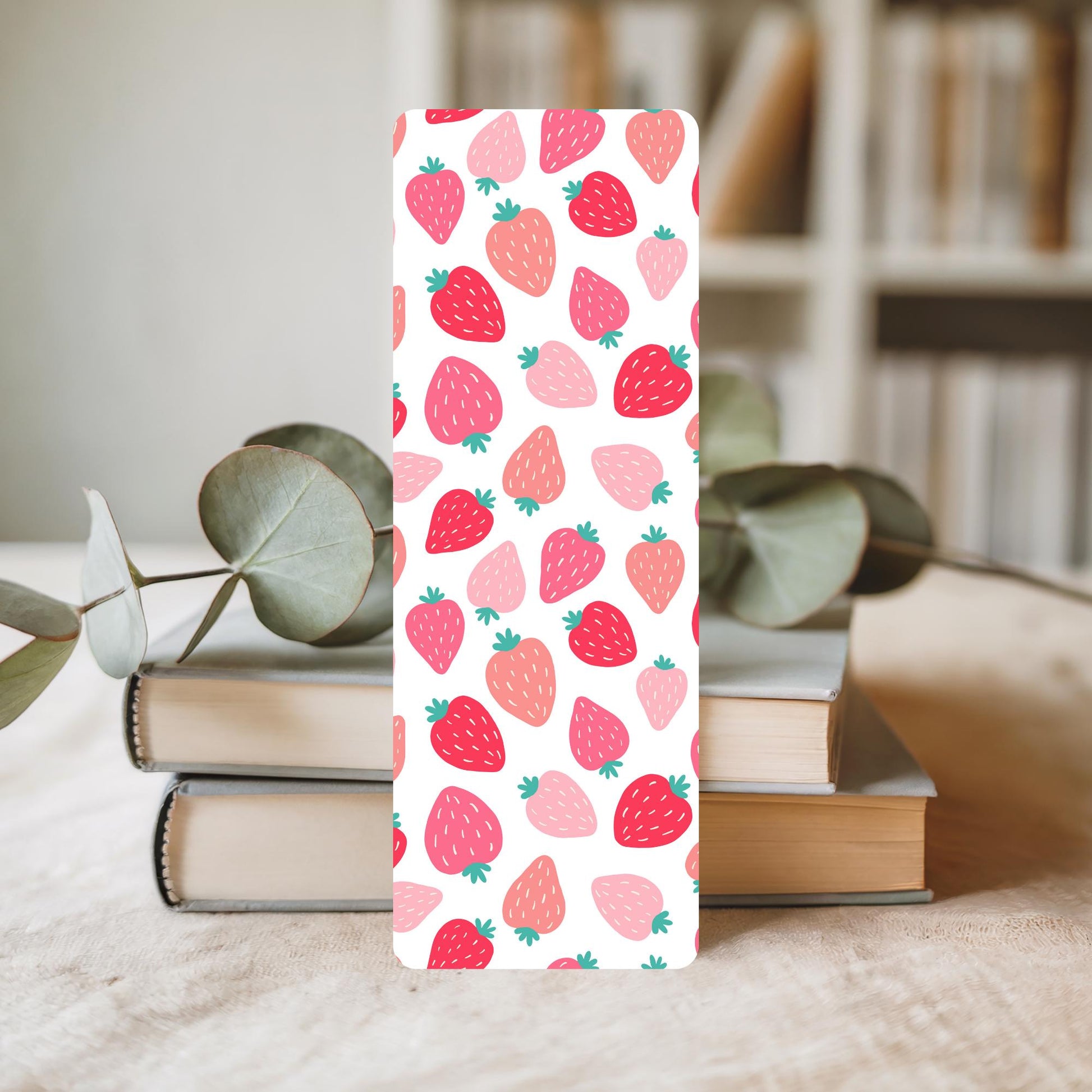 Cute Strawberry Bookmarks Kawaii Fruit Pattern Three Pack Gift Set Pink Floral Design Laminated Page Markers Book Lover Present Reading Accessory Student Supplies Teacher Appreciation Gift Journal Planner Essential Durable Construction