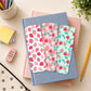 Strawberry Bookmark Set Three Pack Laminated Reading Gift Teacher Appreciation Present Cute Book Lover Supplies Student Classroom Reward Pink Floral Fruit Pattern Page Marker Collection Durable Construction Rounded Corners Journal Accessory