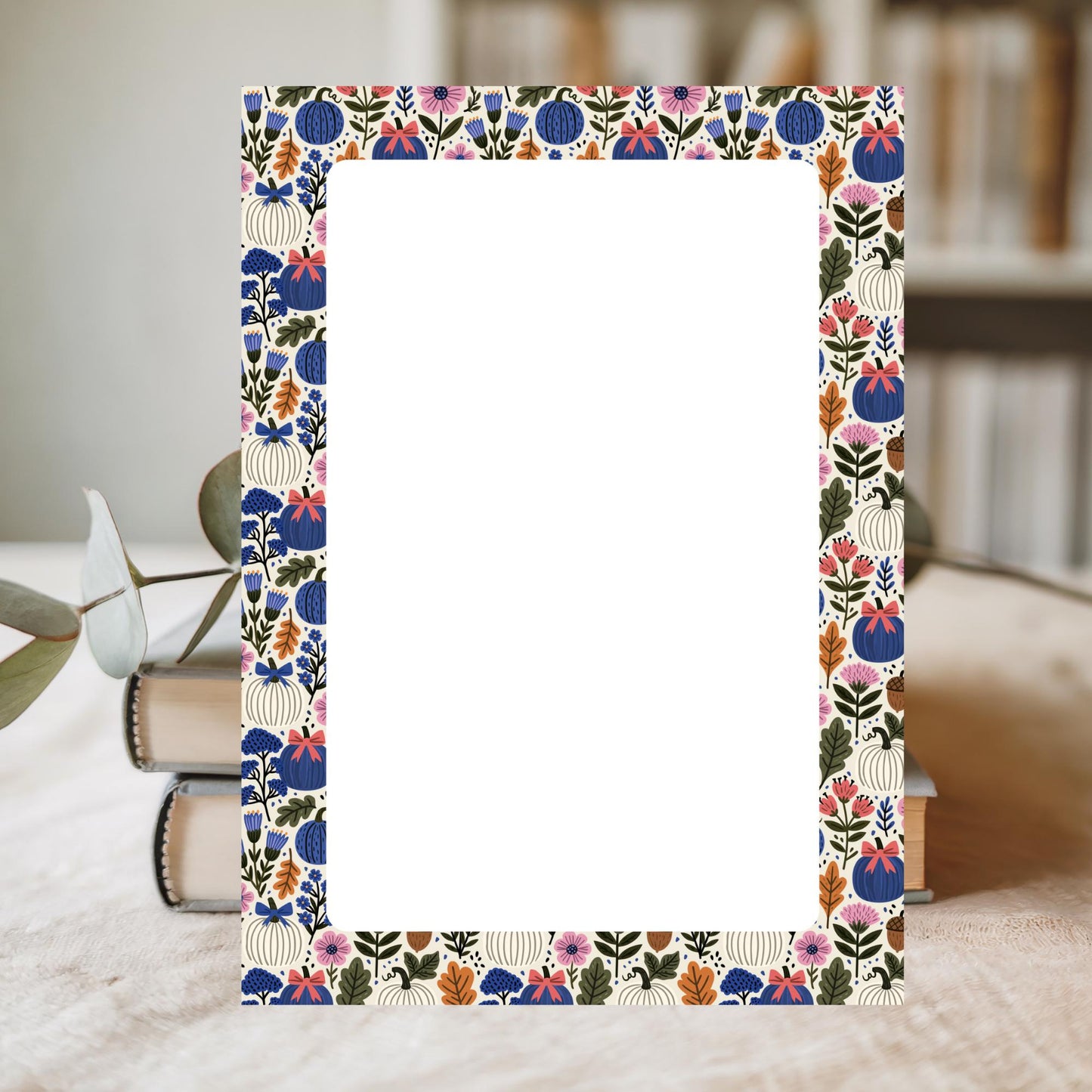 Pumpkin Floral Notepad Autumn Aesthetic Design Fall Stationery Lined Pages Premium Writing Paper Fifty Tear Away Sheets Five By Seven Inch Seasonal Desk Accessory Beautiful Border Pattern Harvest Theme Office Essential Teacher Gift Daily
