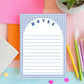Lined Notepad Paper Blue Checkered Border Design Tear Away Pages Daily Task Planning Office Organization Supplies Premium Quality Writing Surface Chipboard Backing 5x7 Inches 50 Sheet Pad Shopping List Essential Gingham Pattern Stationery