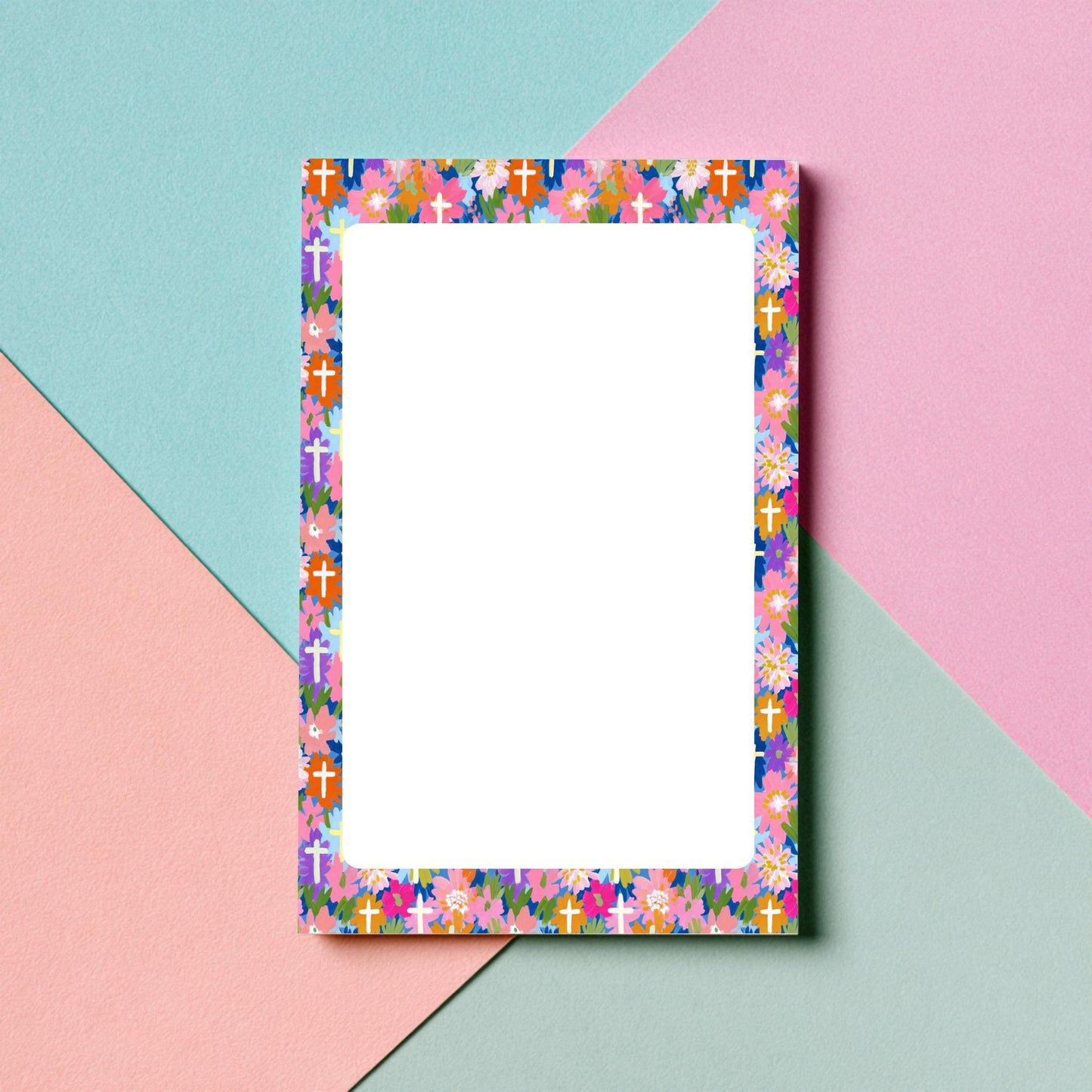 Faith Themed Writing Sheets Christian Stationery Paper Set Church Letter Pages Floral Border Design Navy Blue Background Botanical Flowers White Cross Details Perfect Ministry Outreach Communication Religious Greeting Cards Prayer Letter