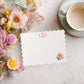 Custom Notecard Set Personalized Monogram Initial Stationery Bridal Shower Gift Ideas Pink Floral Watercolor Corner Design Scalloped Edge Thank You Cards Graduation Correspondence Collection Premium Writing Paper Wedding Party Gifts