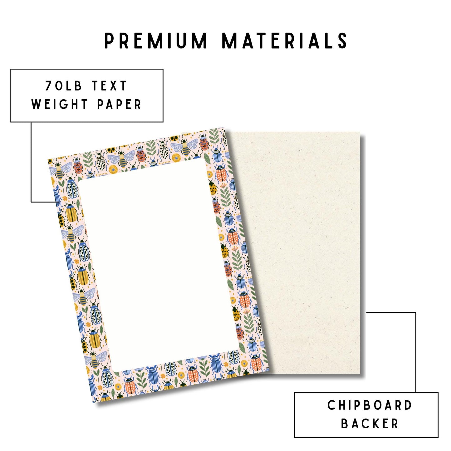 Botanical Insect Notepad – 50sheet Writing Pad Garden Theme