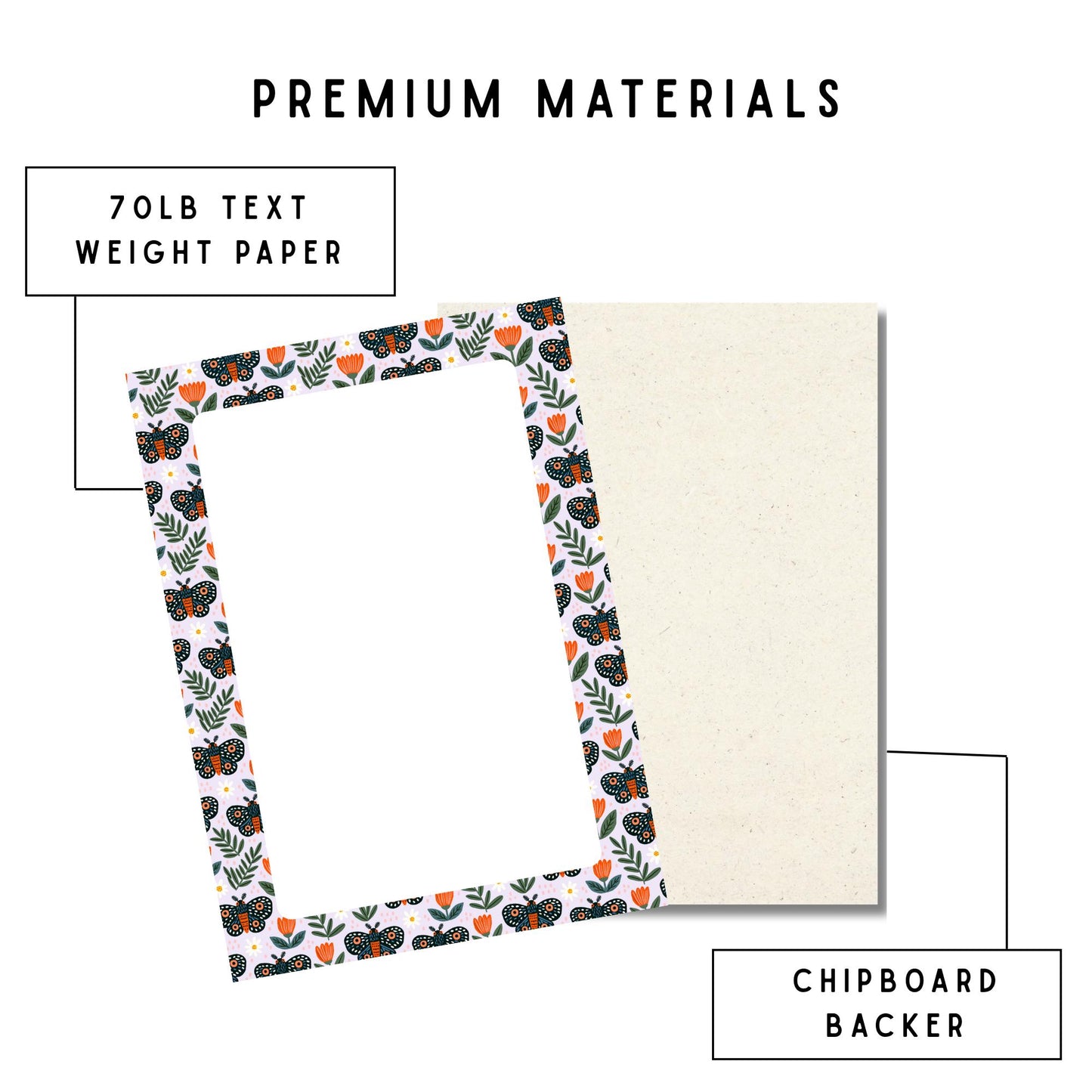 Moth Notepad – 50 Lined Pages Botanical Desk Stationery Academia