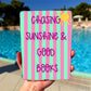 Book Lover Gift Idea Kindle Case Insert Decorative Reading Quote Design Striped Sunshine Pattern Pink Mint Green Stripes Yellow Sun Illustration Bookworm Present Bibliophile Accessory Laminated Cardstock Protection Ereader Device Sleeve
