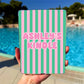 Custom Kindle Case Insert Personalized Name Design Bubble Letter Monogram Style Pink Green Vertical Striped Pattern Perfect Gift For Book Lover Reader Enthusiast Laminated Cardstock Protection Clear Case Compatible Ereader Accessory Preppy