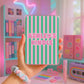 Personalized Ereader Cover Insert Custom Name Bubble Letter Design Laminated Cardstock Protection Pink Green Striped Pattern Kindle Case Accessory Compatible Clear Cover Protective Insert For Reading Device Book Lover Gift Ideas Preppy
