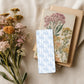 Laminated Reading Bookmark Blue Floral Toile Design Premium Page Marker Book Lover Essential Vintage Chinoiserie Pattern Literary Gift Collection Teacher Appreciation Present Durable Quality Construction Rounded Corner Safety Beautiful