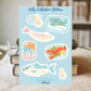 Waterproof Laptop Sticker Sheet Ocean Theme Seafood Collection Marine Life Designs Coastal Aesthetic Pastel Colors Lobster Fish Oyster Illustrations Premium Quality Kiss Cut Stickers Water Bottle Phone Case Journal Planner Personalization