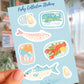 Ocean Theme Sticker Collection Seafood Illustration Sheet Marine Life Designs Waterproof Laptop Accessories Coastal Aesthetic Pack Lobster Fish Oyster Shrimp Mackerel Tin Pastel Color Palette Premium Quality Stickers Journal Planner