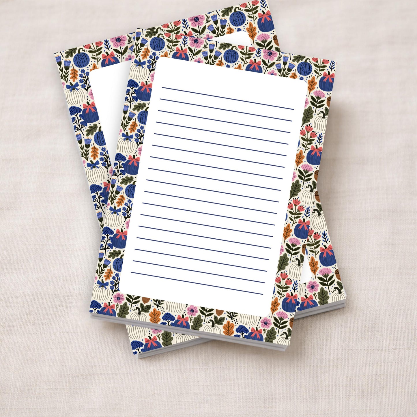 Autumn Writing Paper Daily Planner Lined Notepad Pumpkin Floral Border Task List Organizer Fifty Sheets Premium Paper Quality Five By Seven Size Desk Organizer Essential Memo Pad Office Supplies Fall Stationery Teacher Classroom Notes