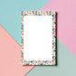 Desk Writing Paper Floral Notepad Tear Away Design 50 Sheets Premium Quality Paper Lined Pages Office Stationery Botanical Theme Pink Coral Blue Flowers Spring Garden Pattern Memo Pad Letter Correspondence Journal Notes Cream Background