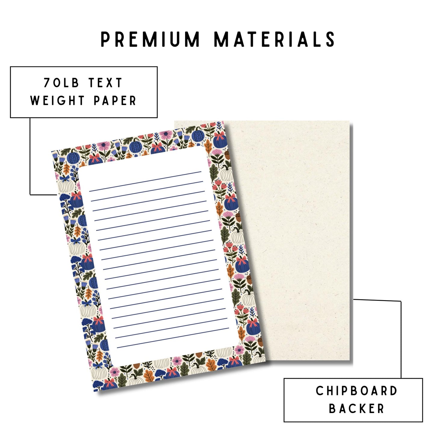 Seasonal Task List Notepad Fall Theme Pumpkin Floral Border Lined Pages Daily Memo Pad Fifty Tear Away Sheets Premium Paper Quality Five By Seven Size Autumn Writing Essential Desk Organizer Teacher Gift Office Supplies Classroom Notes