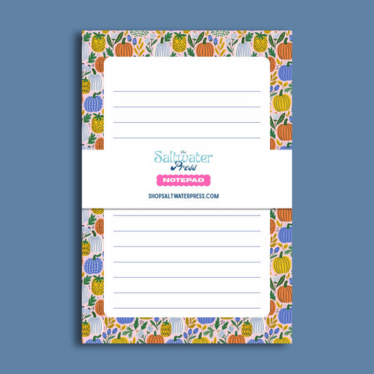 Pumpkin Notepad Fall Stationery Gift For Teacher Appreciation Autumn Writing Pad Seasonal Desk Supplies Colorful Orange Yellow Blue Purple Pumpkin Design Lined Pages Tear Away Sheets Office Organization List Maker Thanksgiving Planning