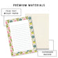 Lined Writing Pad Floral Design Office Supplies Desk Organizer Essential Botanical Notepad Stationery Collection 50 Sheet Tear Away Pages Premium Paper Quality Memo Writing Tool Daily Planning Essential List Maker Workspace Organization