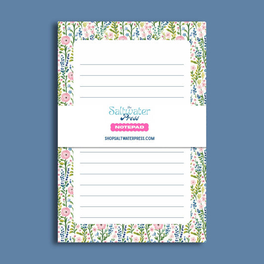 Floral Notepad Lined Writing Paper Pink Ranunculus Design Botanical Border Stationery Tear Away Sheets Premium Paper Quality Teacher Appreciation Gift Stationery Present Garden Inspired Design Office Desk Organization Daily Note Taking List