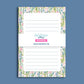 Floral Notepad Lined Writing Paper Pink Ranunculus Design Botanical Border Stationery Tear Away Sheets Premium Paper Quality Teacher Appreciation Gift Stationery Present Garden Inspired Design Office Desk Organization Daily Note Taking List