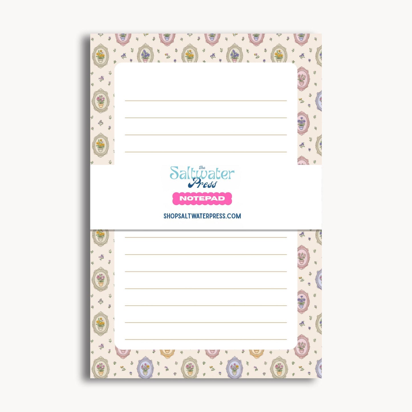 Vintage Floral Notepad Gift For Women Botanical Lined Writing Paper Tear Off Memo Pad Birthday Present Desk Stationery Pastel Pink Purple Yellow Green Flowers Cottage Core Office Supplies Premium Paper Fifty Sheets Chipboard Backing