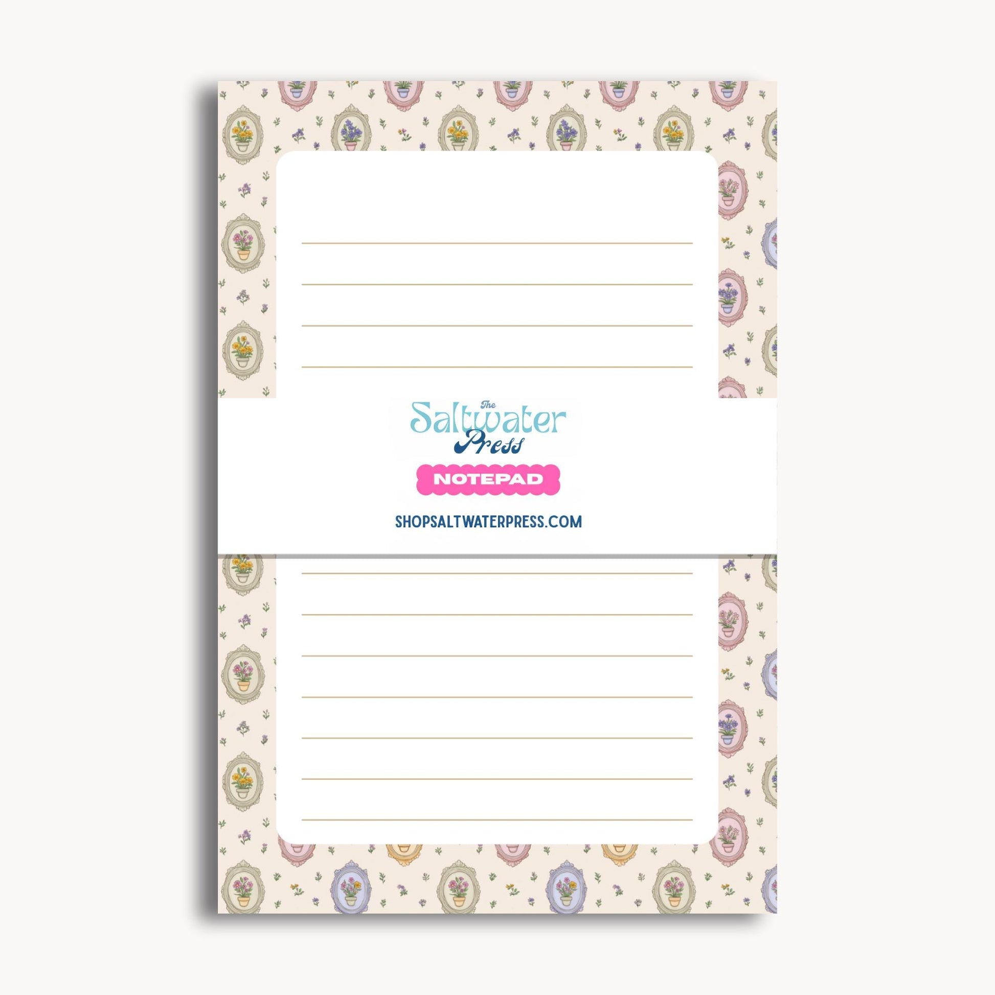 Vintage Floral Notepad Gift For Women Botanical Lined Writing Paper Tear Off Memo Pad Birthday Present Desk Stationery Pastel Pink Purple Yellow Green Flowers Cottage Core Office Supplies Premium Paper Fifty Sheets Chipboard Backing