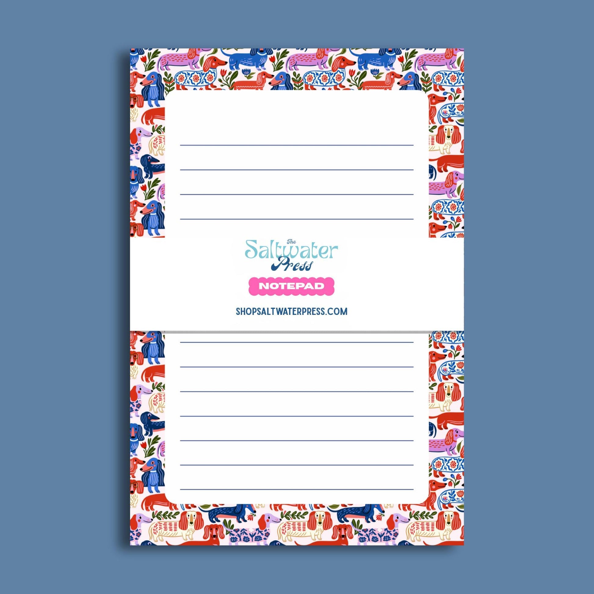 Dachshund Notepad Lined Writing Pad Folk Art Design Dog Lover Gift Colorful Animal Illustrations Wiener Dog Theme Desk Supplies Office Stationery Fifty Tear Away Sheets Premium Paper Quality Daily Note Taking Shopping List Maker Memo Pad