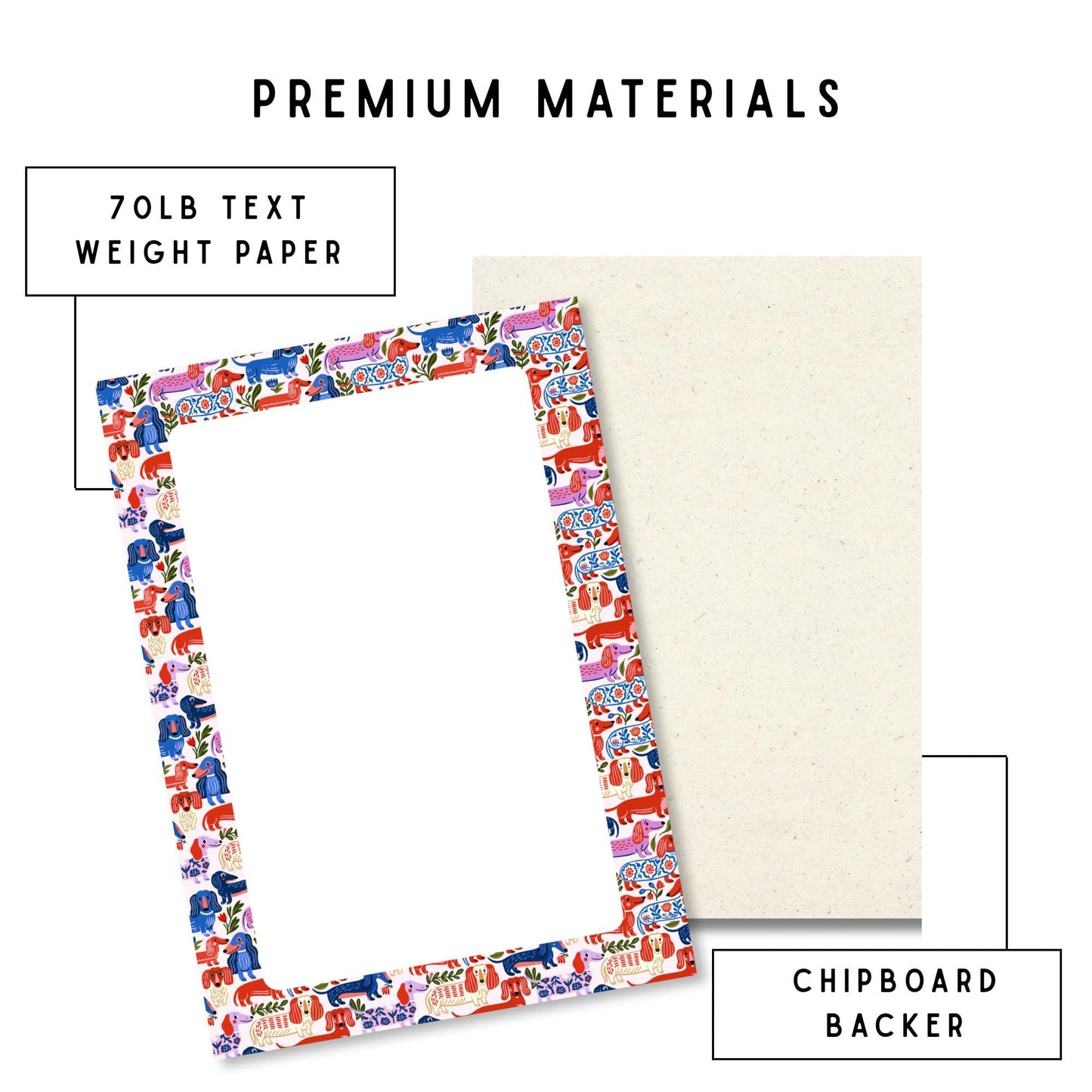 Folk Art Notepad Colorful Border Design Lined Writing Pad Animal Illustrations Dachshund Theme Elephant Lion Bird Pattern Desk Supplies Office Organization Fifty Sheets Premium Paper Quality Tear Away Pages Daily Notes Shopping Lists Gift