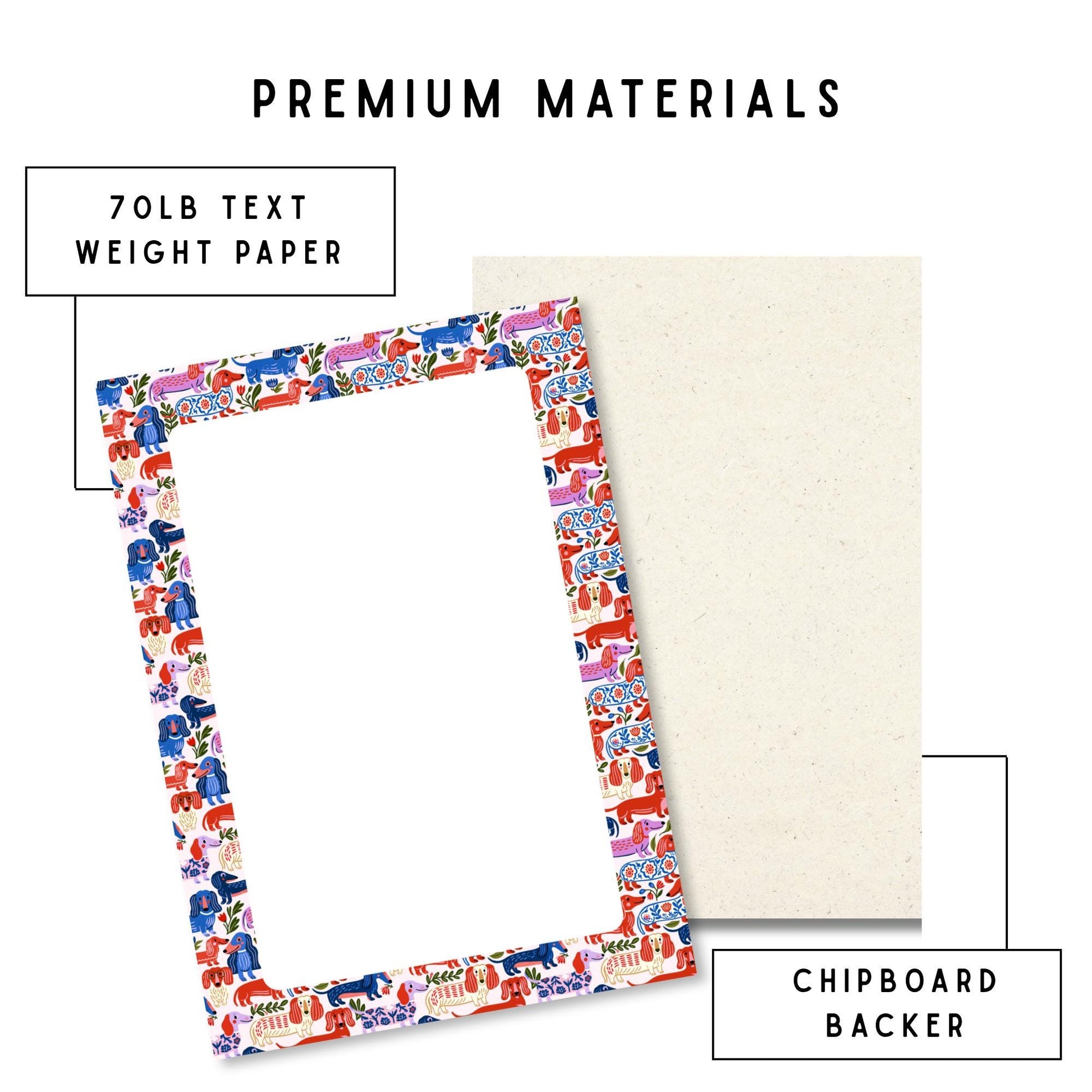 Folk Art Notepad Colorful Border Design Lined Writing Pad Animal Illustrations Dachshund Theme Elephant Lion Bird Pattern Desk Supplies Office Organization Fifty Sheets Premium Paper Quality Tear Away Pages Daily Notes Shopping Lists Gift