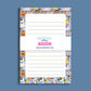 Duck Lined Notepad Fifty Tearaway Sheets Colorful Bird Stationery Gift Animal Lover Office Supplies Cute Writing Pad Daily Notes Desk Organization Home Workspace Premium Memo Paper Cheerful Blue Background Floral Design Pattern Five By