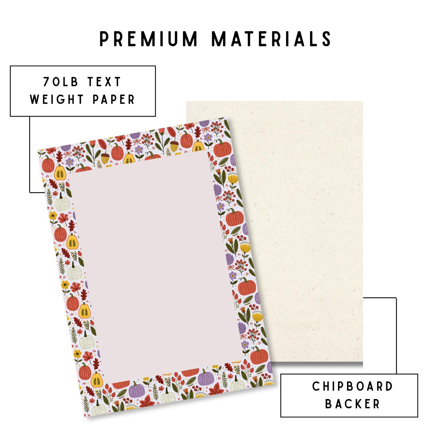 Autumn Writing Pad Fall Stationery Collection Pumpkin Harvest Design Lined Paper Sheets Shopping List Organizer Daily Planner Essential Office Desk Supply Teacher Gift Perfect Seasonal Decor Tear Away Pages Premium Quality Paper Chipboard
